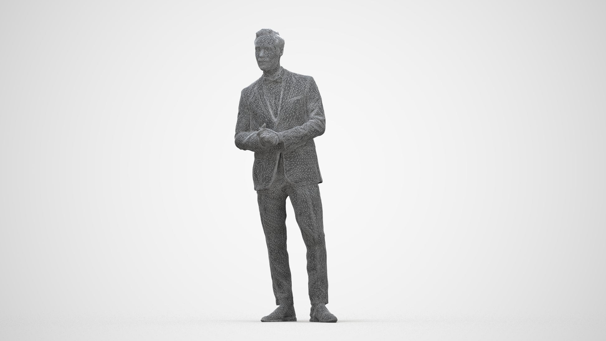 scanned 3D man formal formalaffairs, photogrammetry people for Enscape and V-Ray, wireframe back view