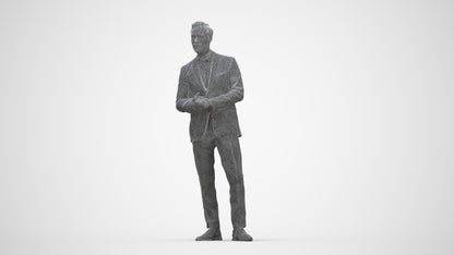 scanned 3D man formal formalaffairs, photogrammetry people for Enscape and V-Ray, wireframe back view