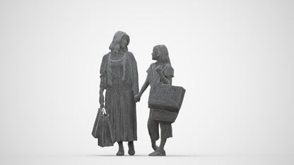 3D people model girl casual kids, scanned human for 3ds Max rendering, wireframe back view