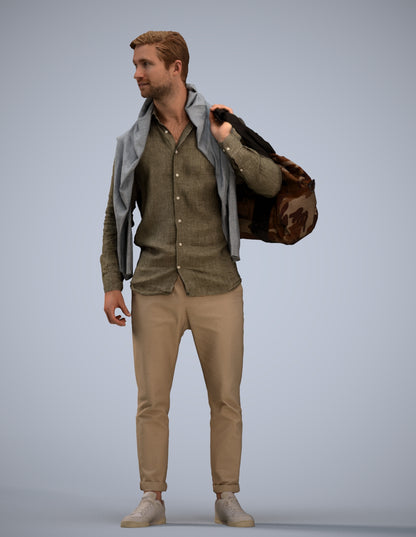 realistic 3D people man casual standing, render-ready for V-Ray and Corona, FBX OBJ