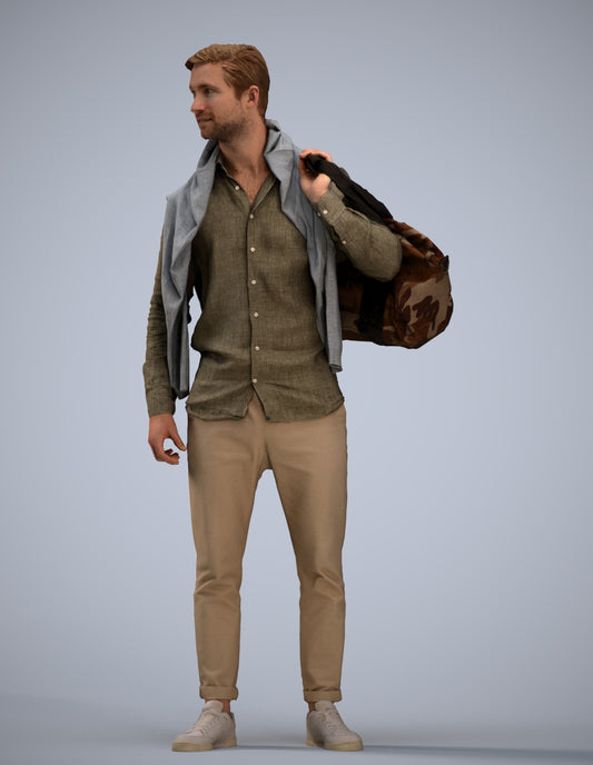 realistic 3D people man casual standing, render-ready for V-Ray and Corona, FBX OBJ