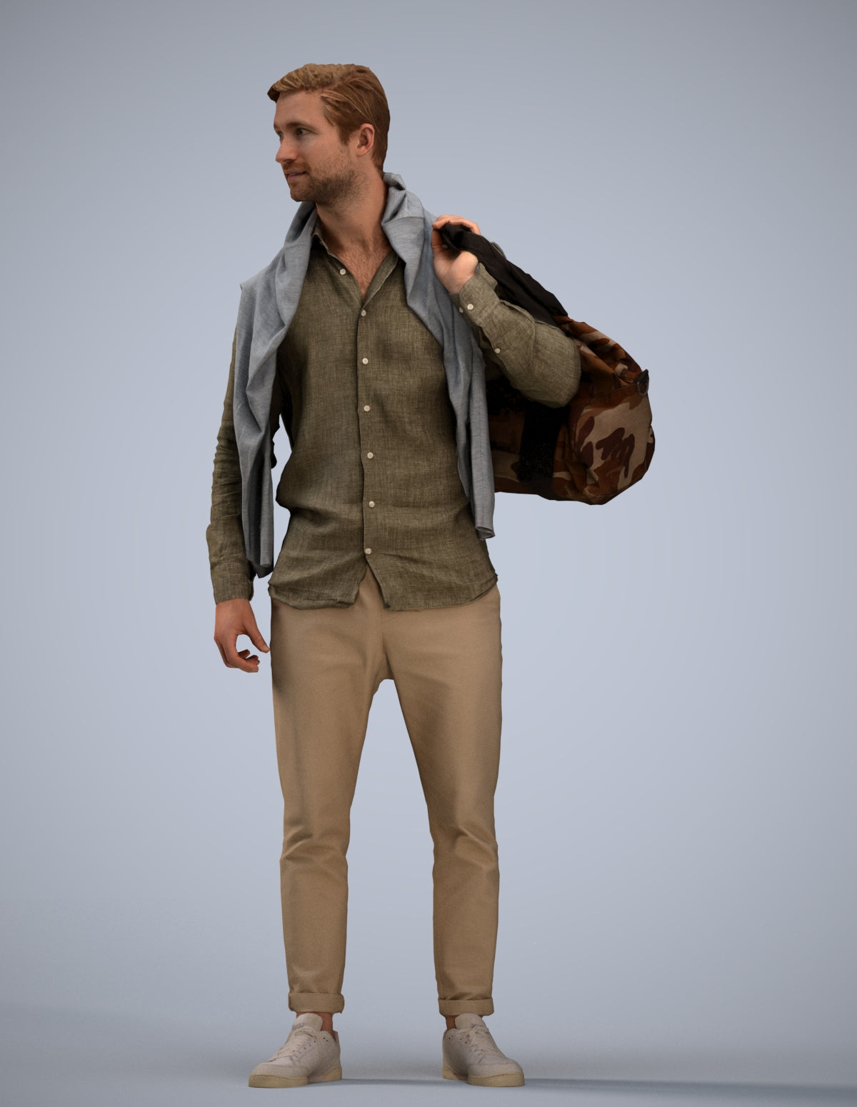 realistic 3D people man casual standing, render-ready for V-Ray and Corona, FBX OBJ