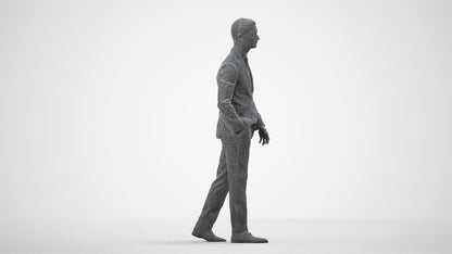 scanned 3D man business, photogrammetry people for Enscape and V-Ray, wireframe side view