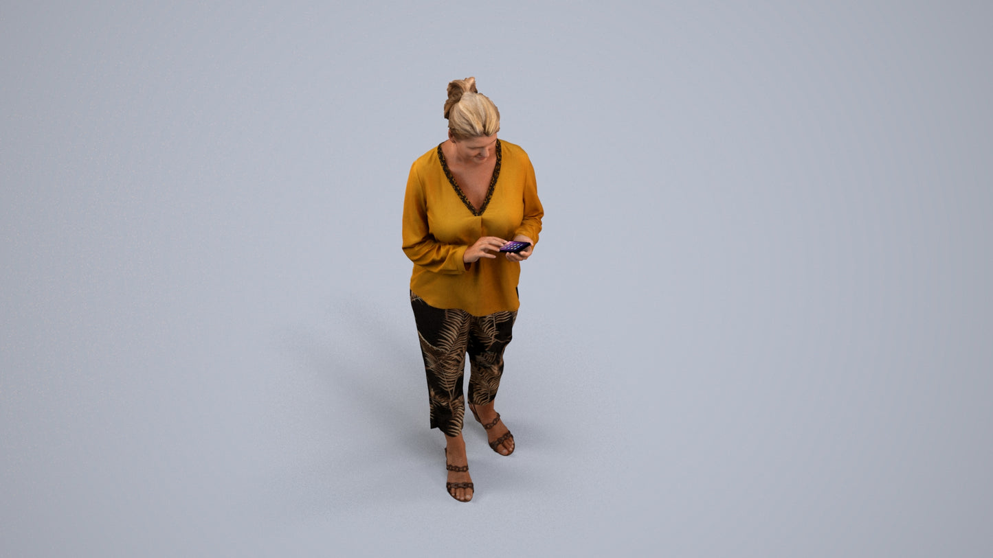 scanned 3D woman casual standing, photogrammetry people for Enscape and V-Ray, back view render