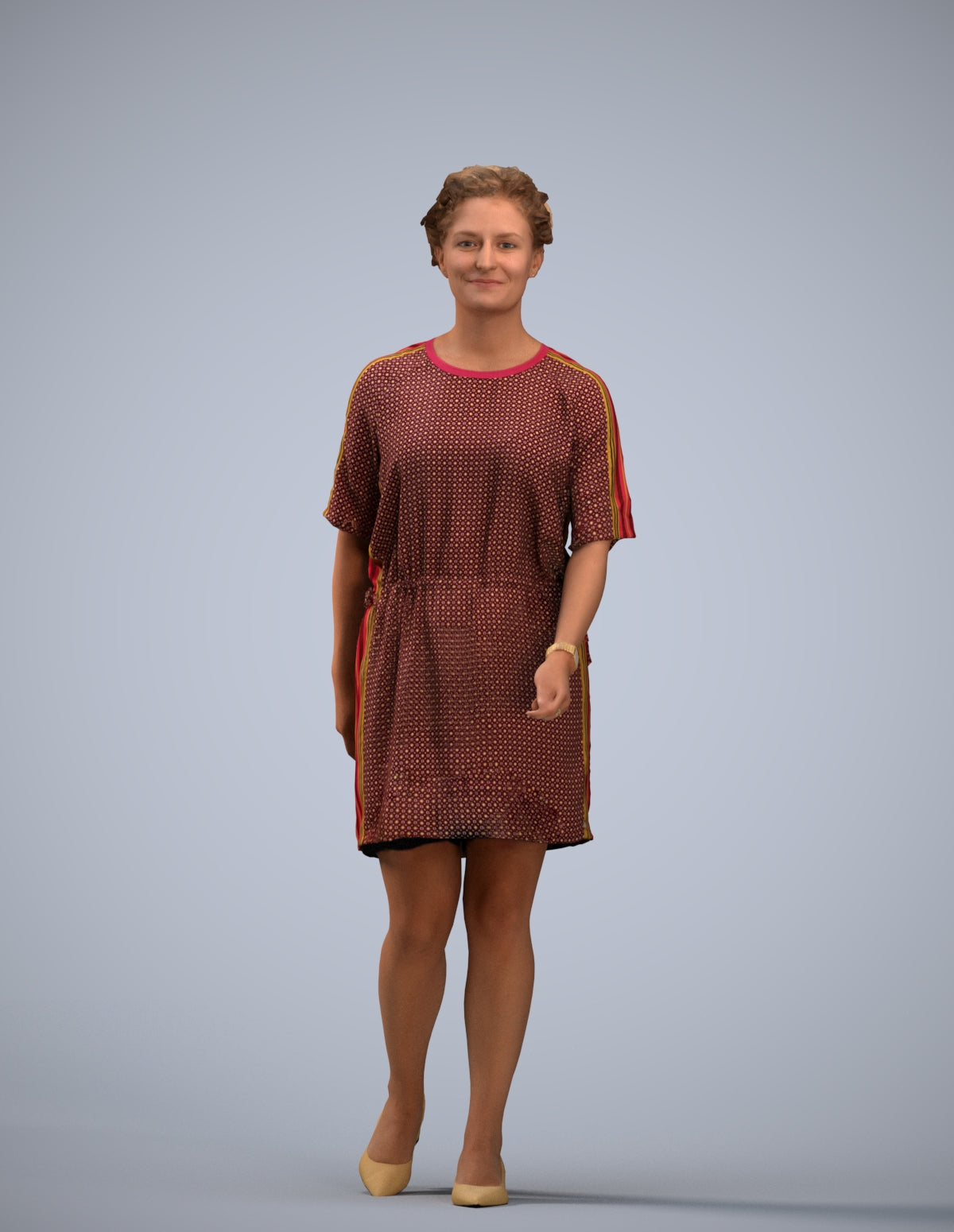 3D people model woman casual walking, scanned human for 3ds Max rendering