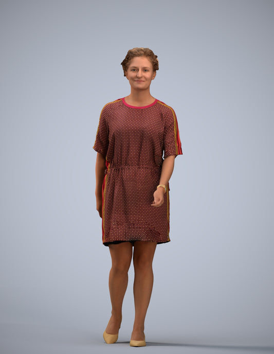 3D people model woman casual walking, scanned human for 3ds Max rendering