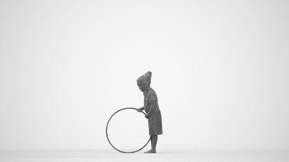 realistic 3D girl casual kids, scanned archviz people for Blender and 3ds Max, wireframe back view