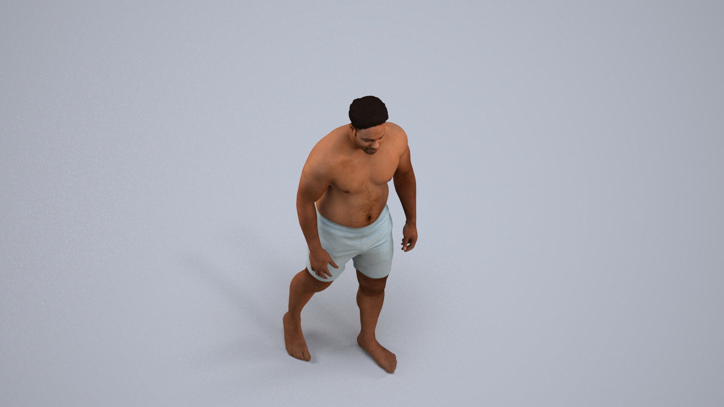 3D scanned man pool, photorealistic archviz people for Enscape and SketchUp, back view render