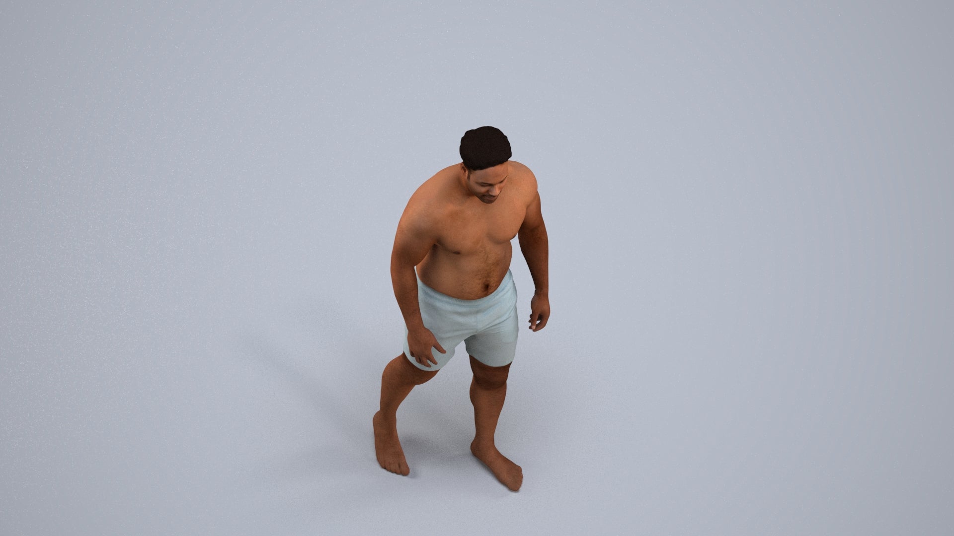 3D scanned man pool, photorealistic archviz people for Enscape and SketchUp, back view render