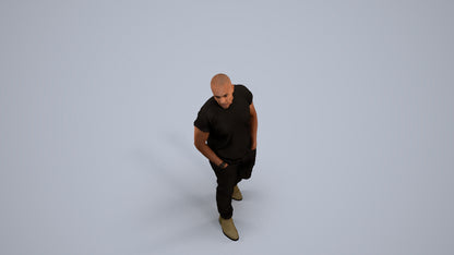 3D scanned man walking casual, photorealistic archviz people for Enscape and SketchUp, back view render