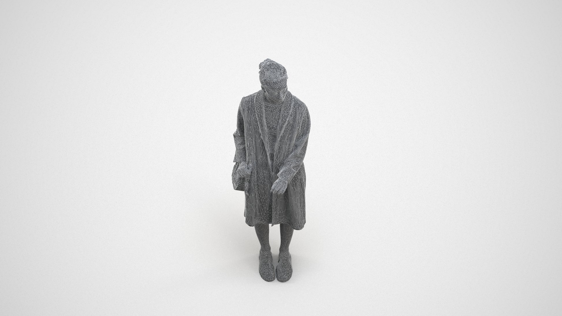 3D people model woman casual standing, scanned human for 3ds Max rendering, wireframe three-quarter view