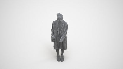 3D people model woman casual standing, scanned human for 3ds Max rendering, wireframe three-quarter view