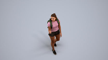 3D scanned girl standing casual, photorealistic archviz people for Enscape and SketchUp, back view render