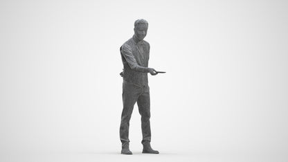 3D people model man hospitality, scanned human for 3ds Max rendering, three-quarter front view render
