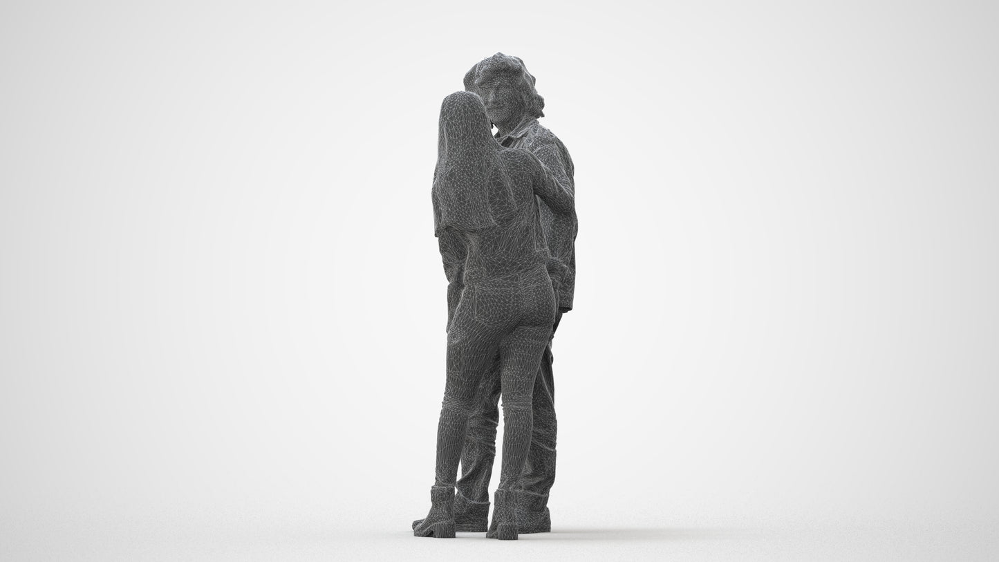realistic 3D woman casual couple, scanned archviz people for Blender and 3ds Max, square thumbnail