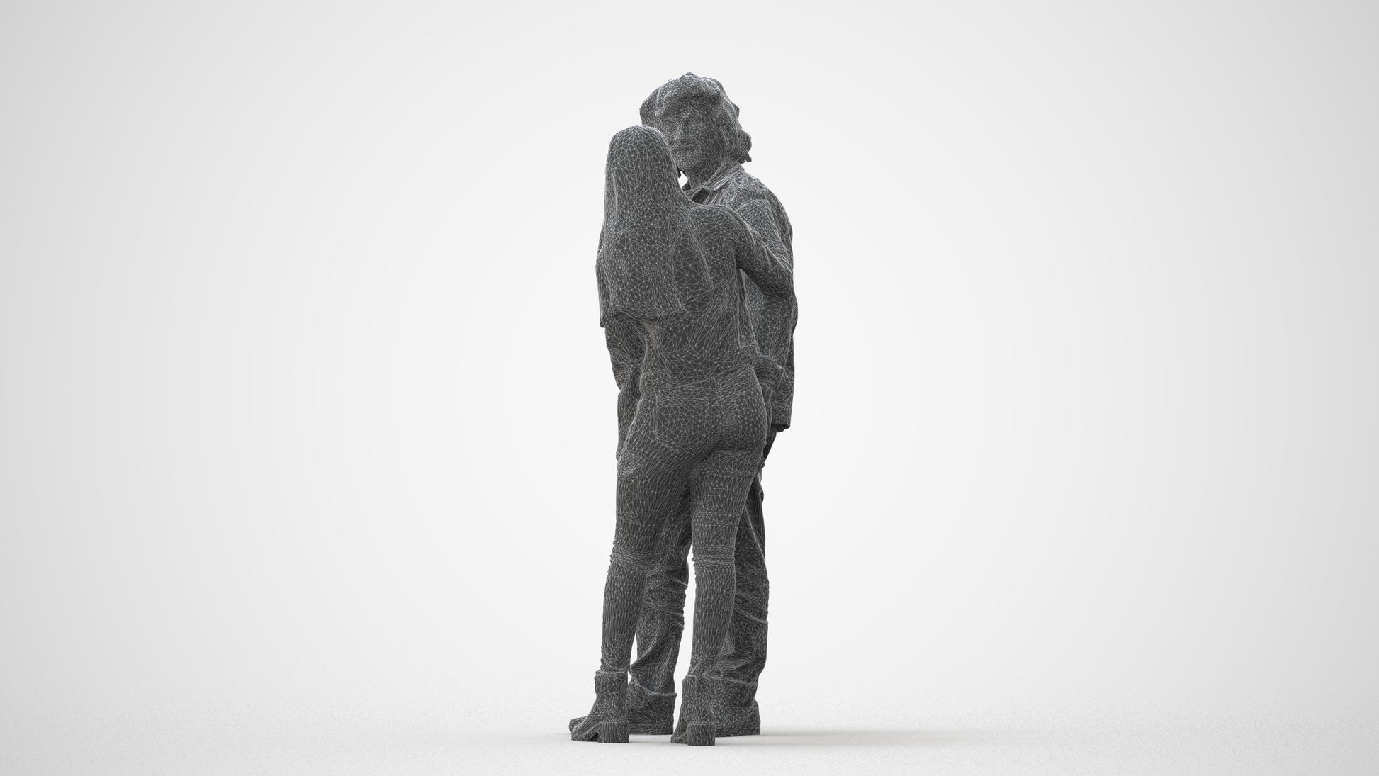 realistic 3D woman casual couple, scanned archviz people for Blender and 3ds Max, square thumbnail