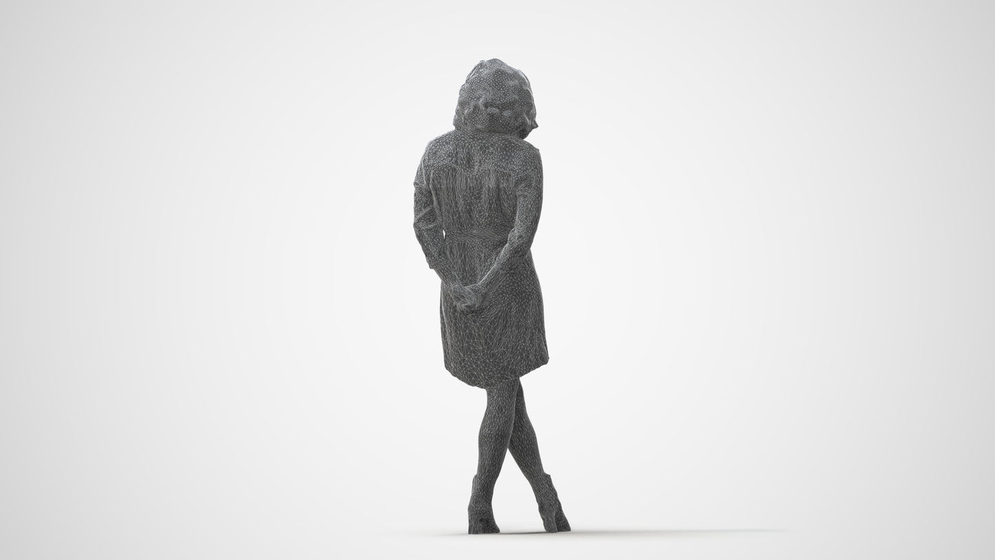 3D people model woman casual standing, scanned human for 3ds Max rendering, square thumbnail