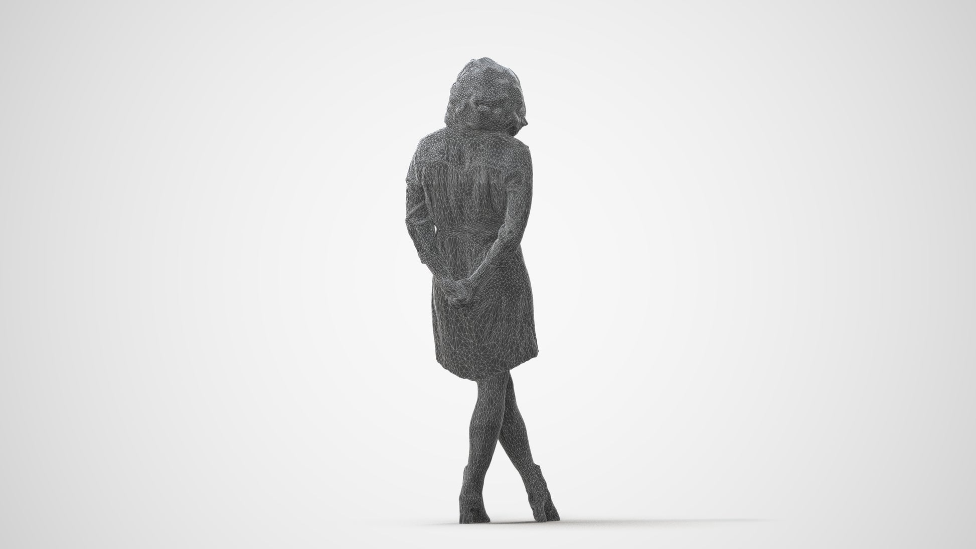 3D people model woman casual standing, scanned human for 3ds Max rendering, square thumbnail