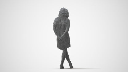 3D people model woman casual standing, scanned human for 3ds Max rendering, square thumbnail