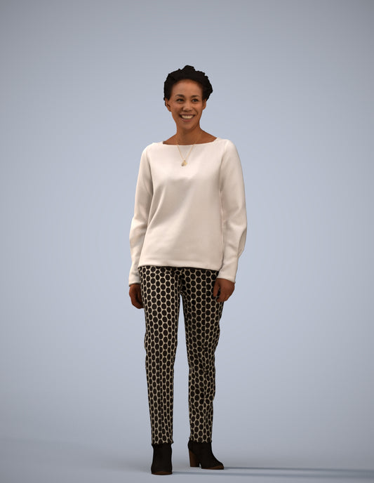 realistic 3D human woman casual walking, archviz people FBX OBJ for Blender