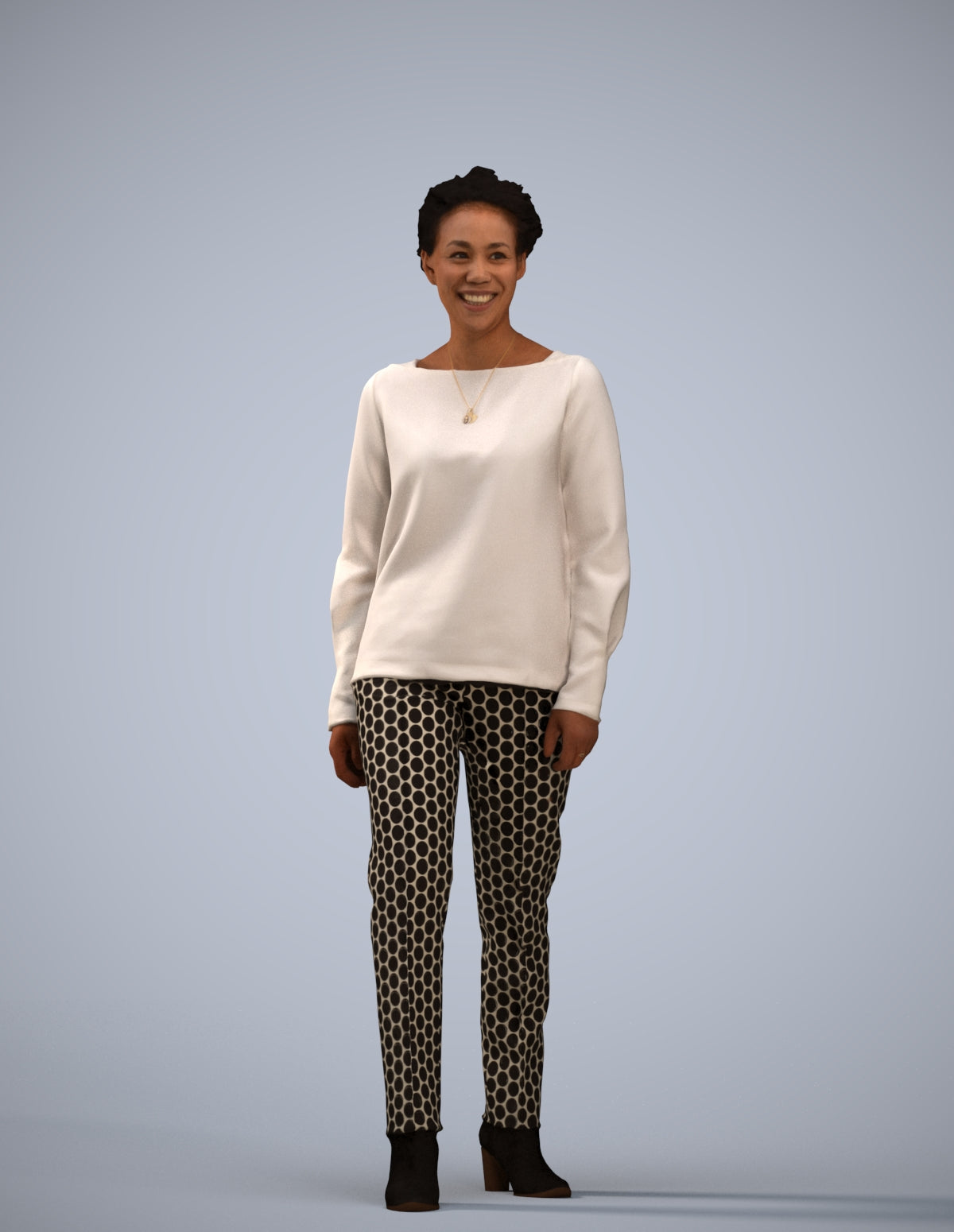 realistic 3D human woman casual walking, archviz people FBX OBJ for Blender