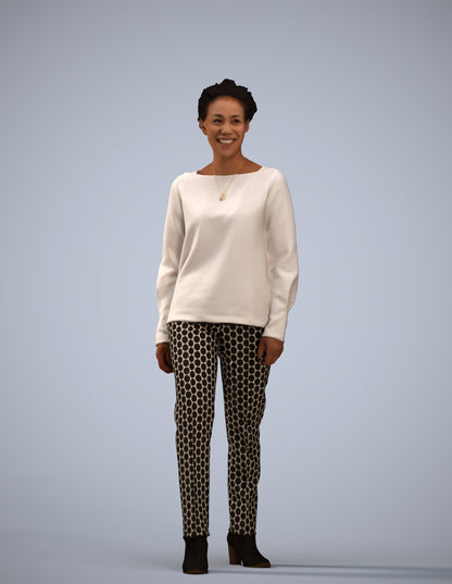 realistic 3D human woman casual walking, archviz people FBX OBJ for Blender