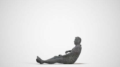 3D scanned man sitting casual, photorealistic archviz people for Enscape and SketchUp, three-quarter front view render