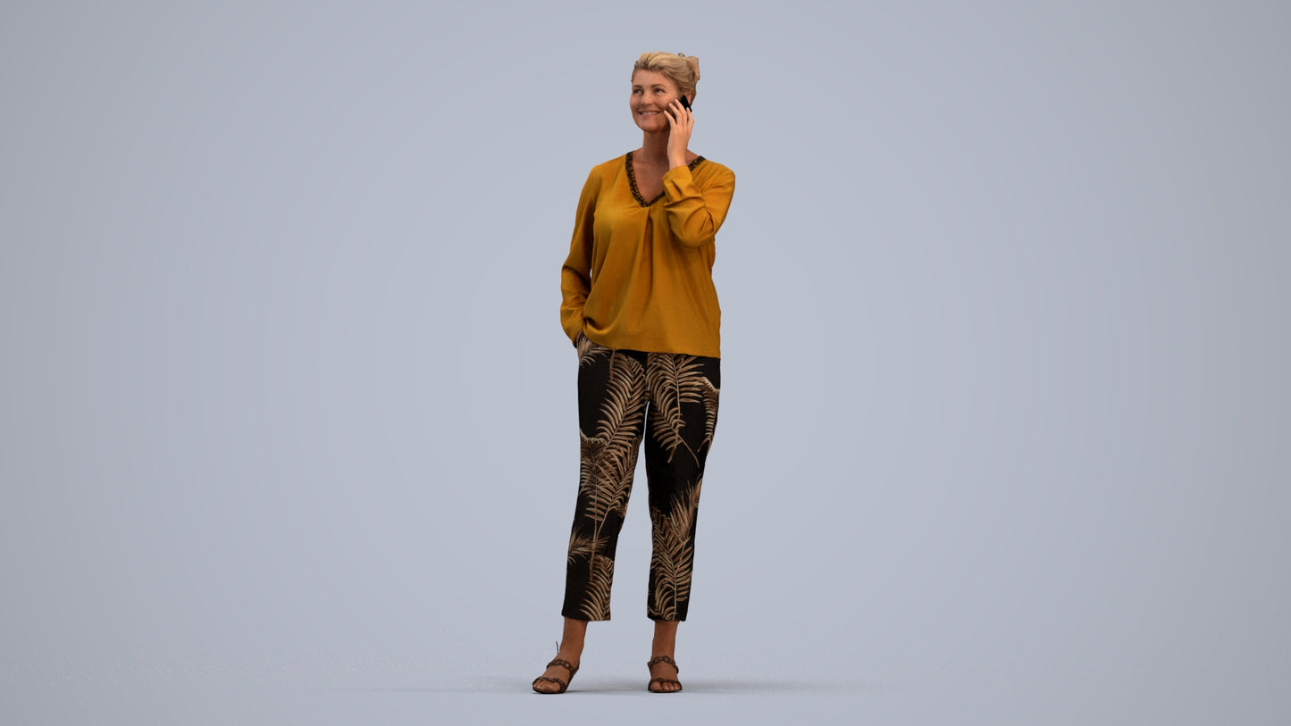 3D people model woman casual standing, scanned human for 3ds Max rendering, standing pose render