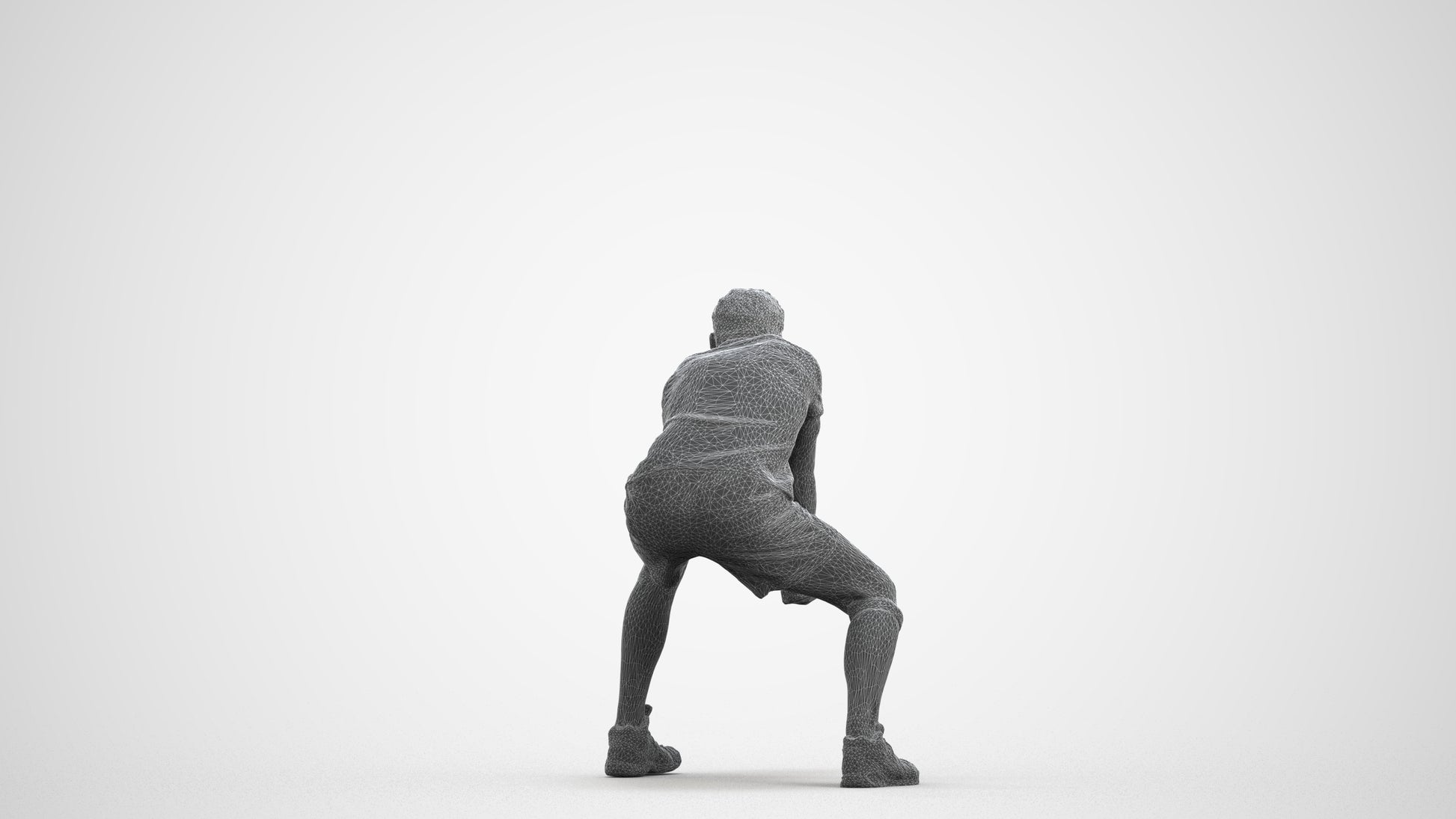 scanned 3D man sport, photogrammetry people for Enscape and V-Ray, wireframe front view