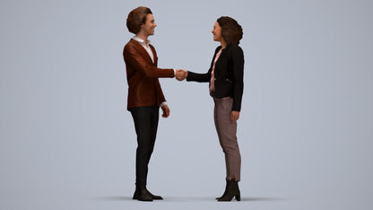 3D human model woman business, photogrammetry scanned person for archviz, standing pose render
