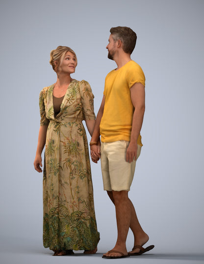 3D human model woman couple, photogrammetry scanned person for archviz