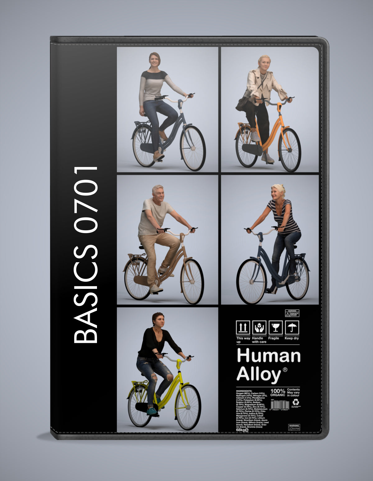 5x realistic 3D people cycling pack, scanned archviz collection for Blender and 3ds Max