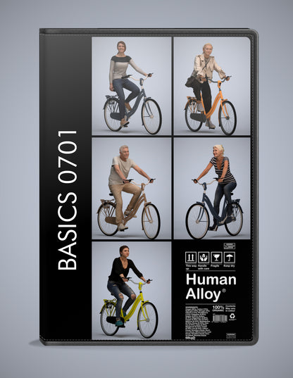 5x realistic 3D people cycling pack, scanned archviz collection for Blender and 3ds Max