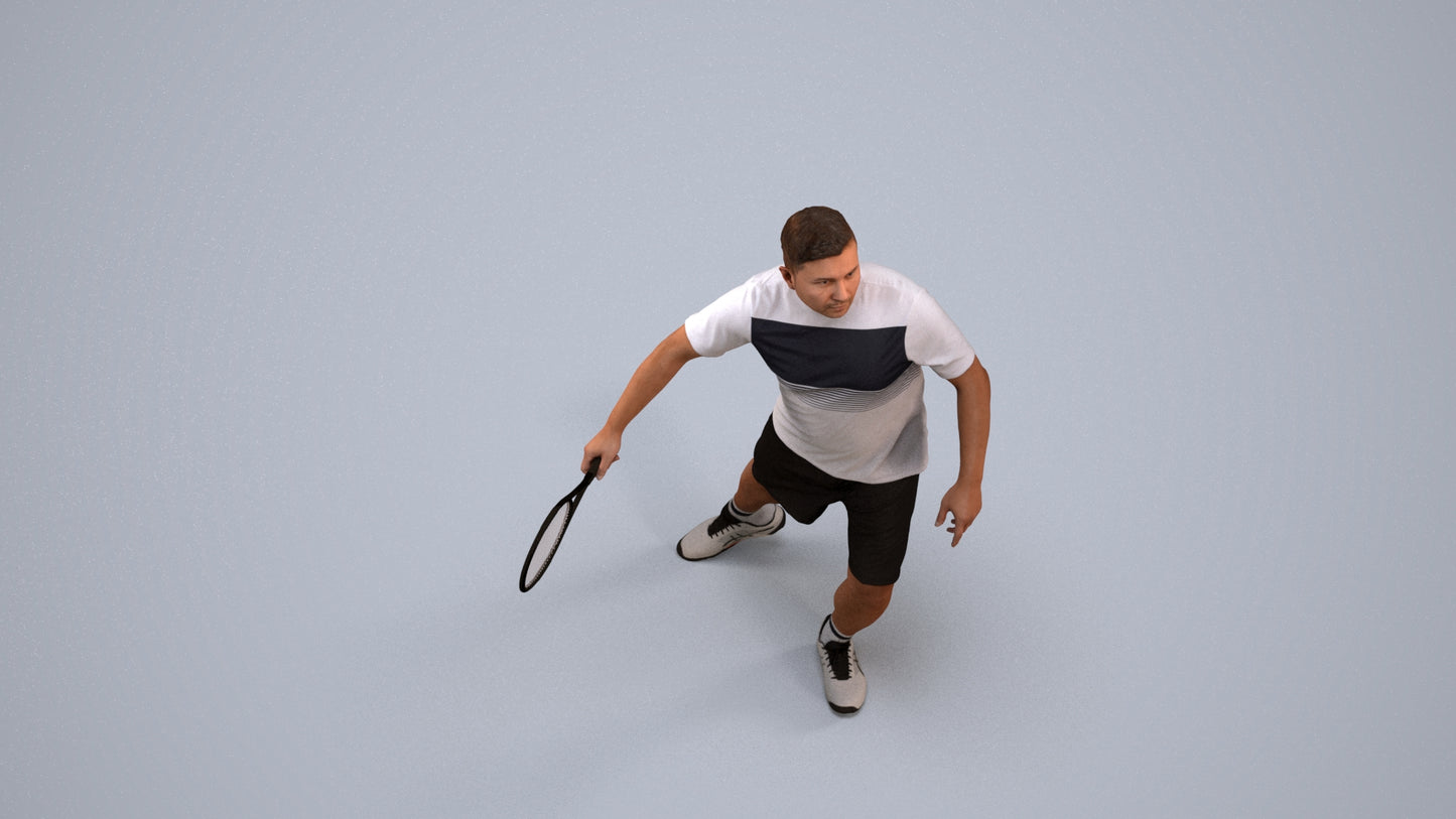 3D people model man sport, scanned human for 3ds Max rendering, back view render