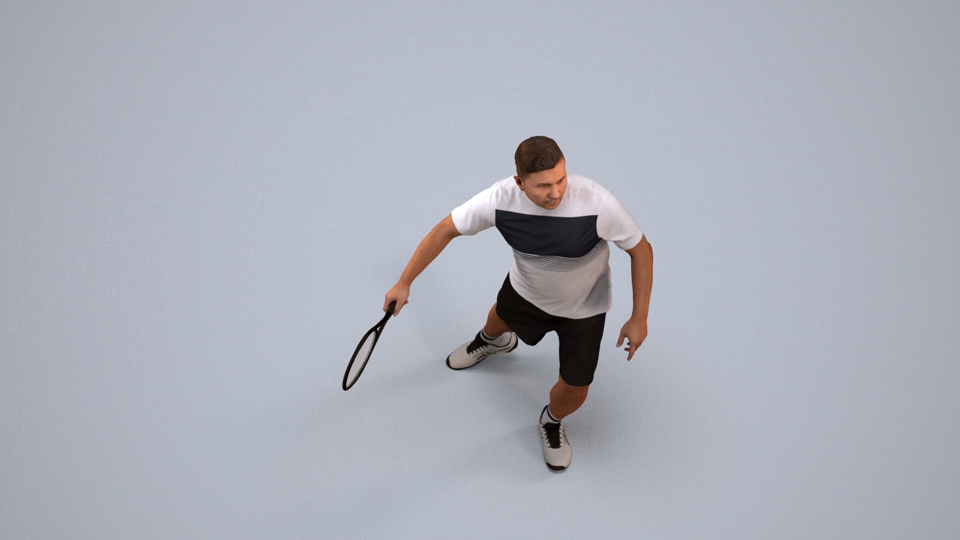 3D people model man sport, scanned human for 3ds Max rendering, back view render