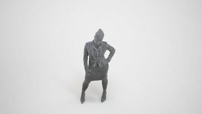 3D scanned woman business, photorealistic archviz people for Enscape and SketchUp, wireframe three-quarter view