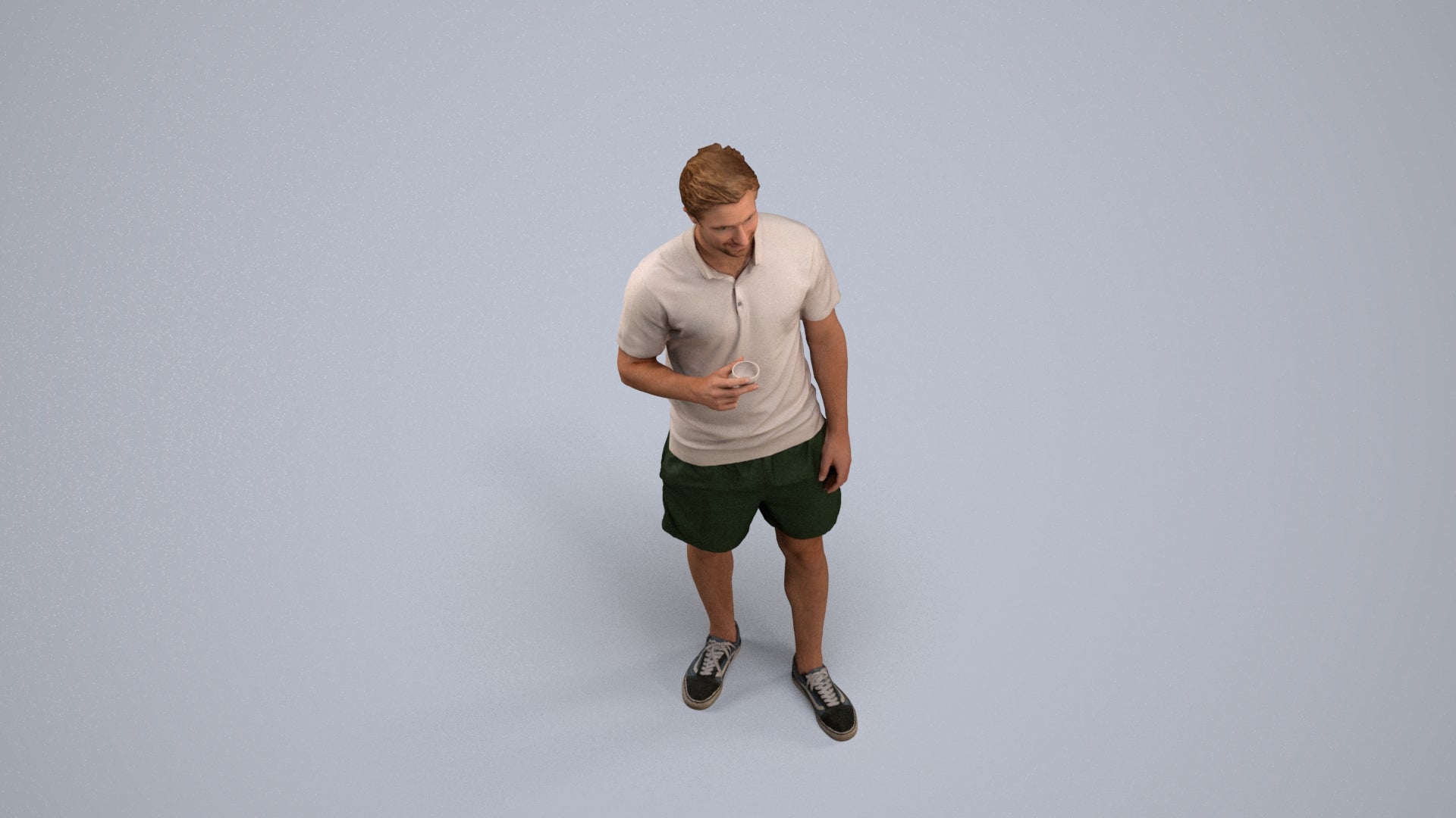 scanned 3D man casual standing, photogrammetry people for Enscape and V-Ray, back view render
