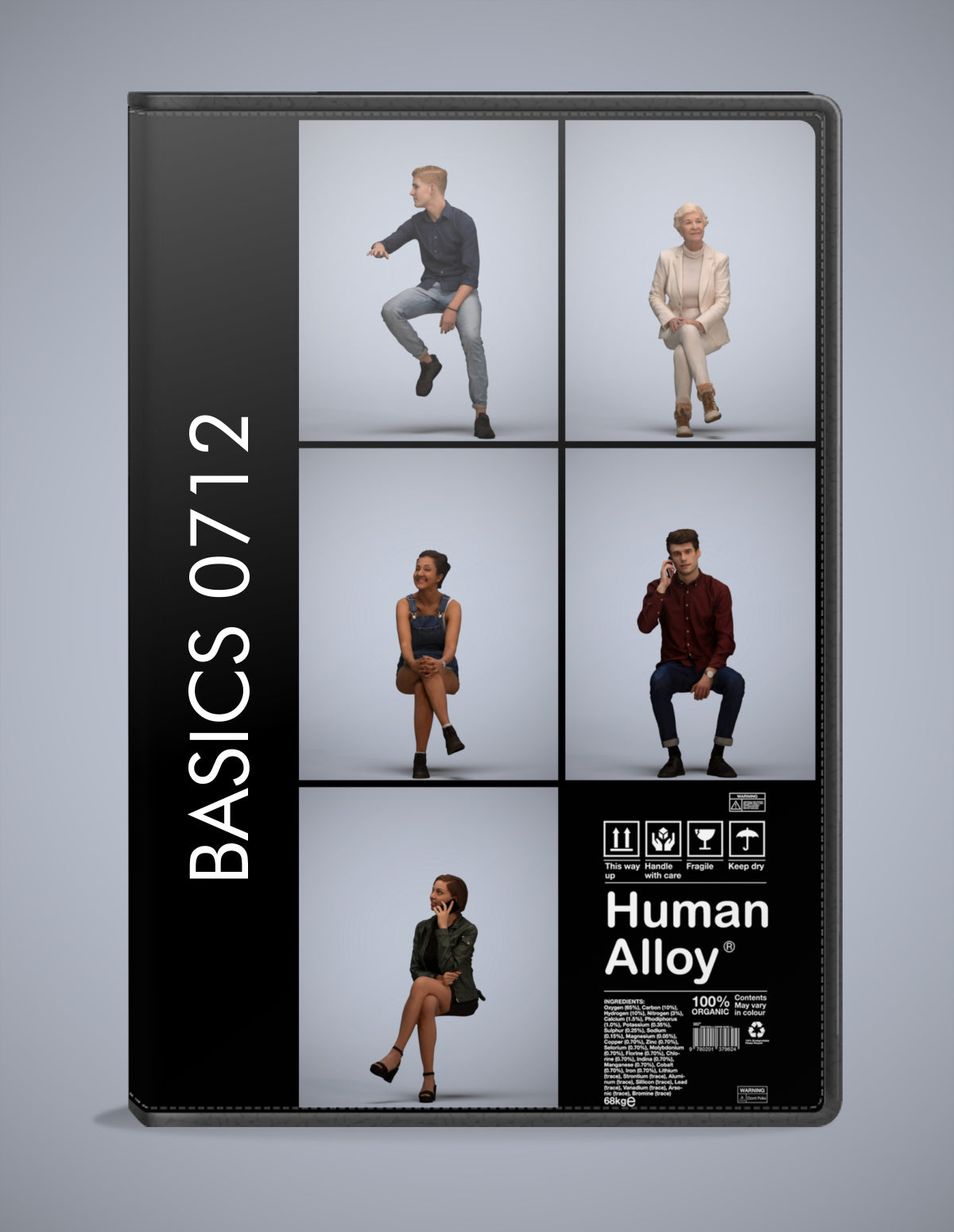 realistic 3D humans sitting pack, 5 archviz people FBX OBJ for Blender
