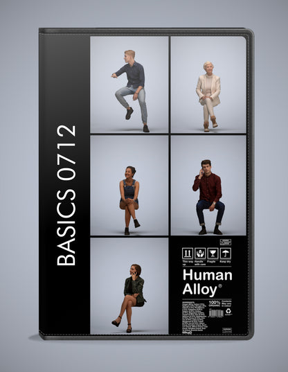 realistic 3D humans sitting pack, 5 archviz people FBX OBJ for Blender