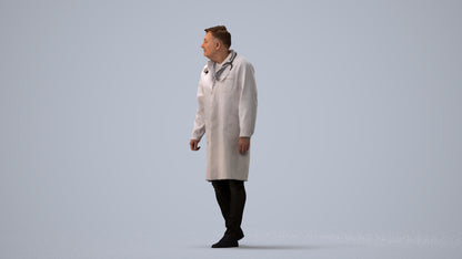 3D human model man medical, photogrammetry scanned person for archviz, three-quarter view render