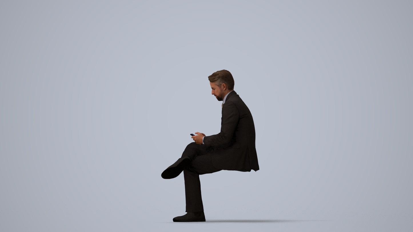 realistic 3D people man business, render-ready for V-Ray and Corona, FBX OBJ, three-quarter view render