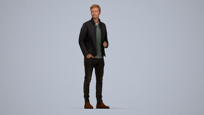 3D people model man casual business, scanned human for 3ds Max rendering, top-down view render
