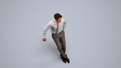 realistic 3D human man business, archviz people FBX OBJ for Blender, back view render