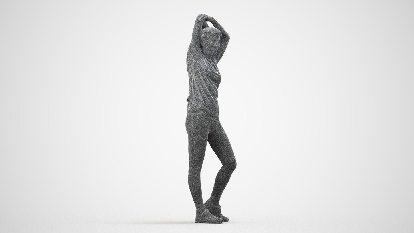 realistic 3D people woman sport, render-ready for V-Ray and Corona, FBX OBJ, wireframe side view