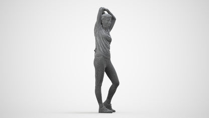 realistic 3D people woman sport, render-ready for V-Ray and Corona, FBX OBJ, wireframe side view