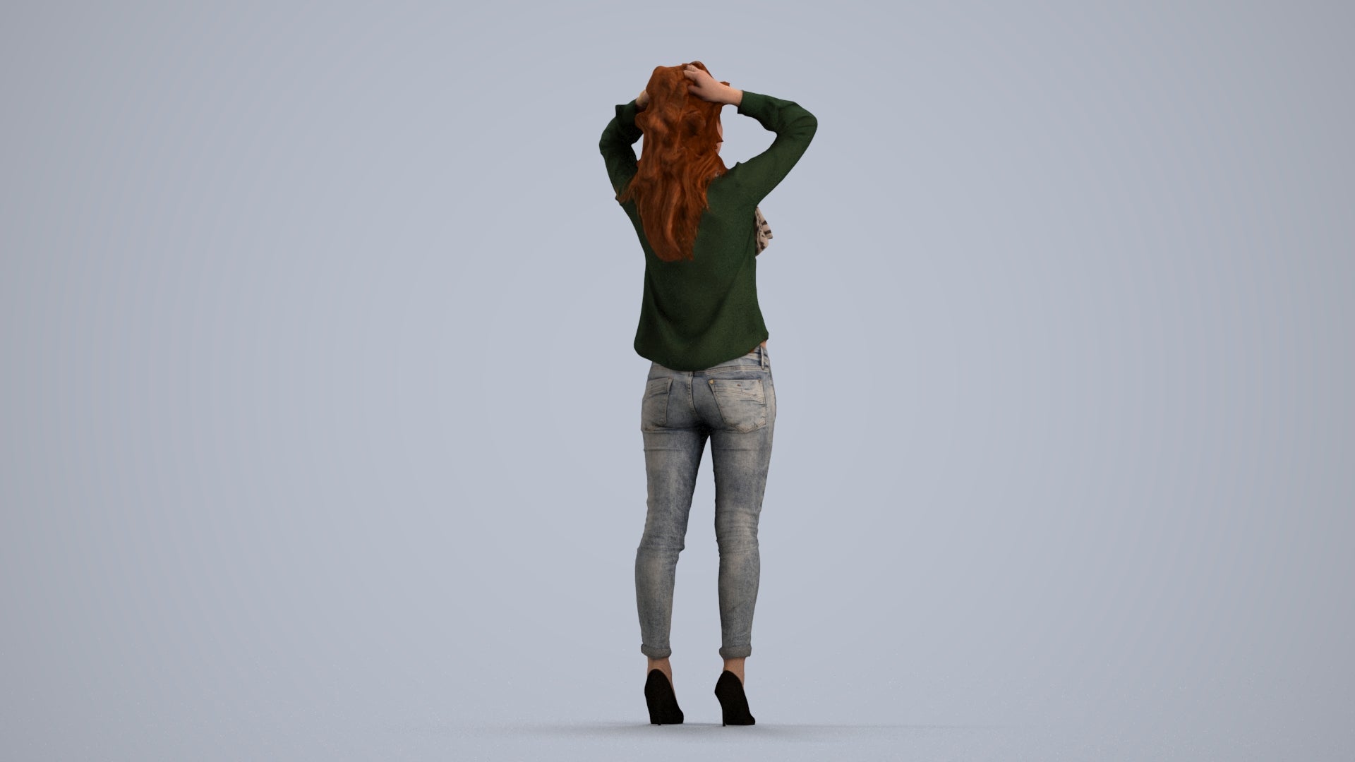 scanned 3D woman casual standing, photogrammetry people for Enscape and V-Ray, front view render
