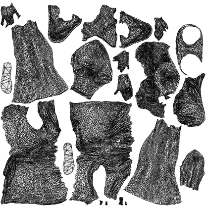 3D human model woman casual standing, photogrammetry scanned person for archviz, wireframe top-down view