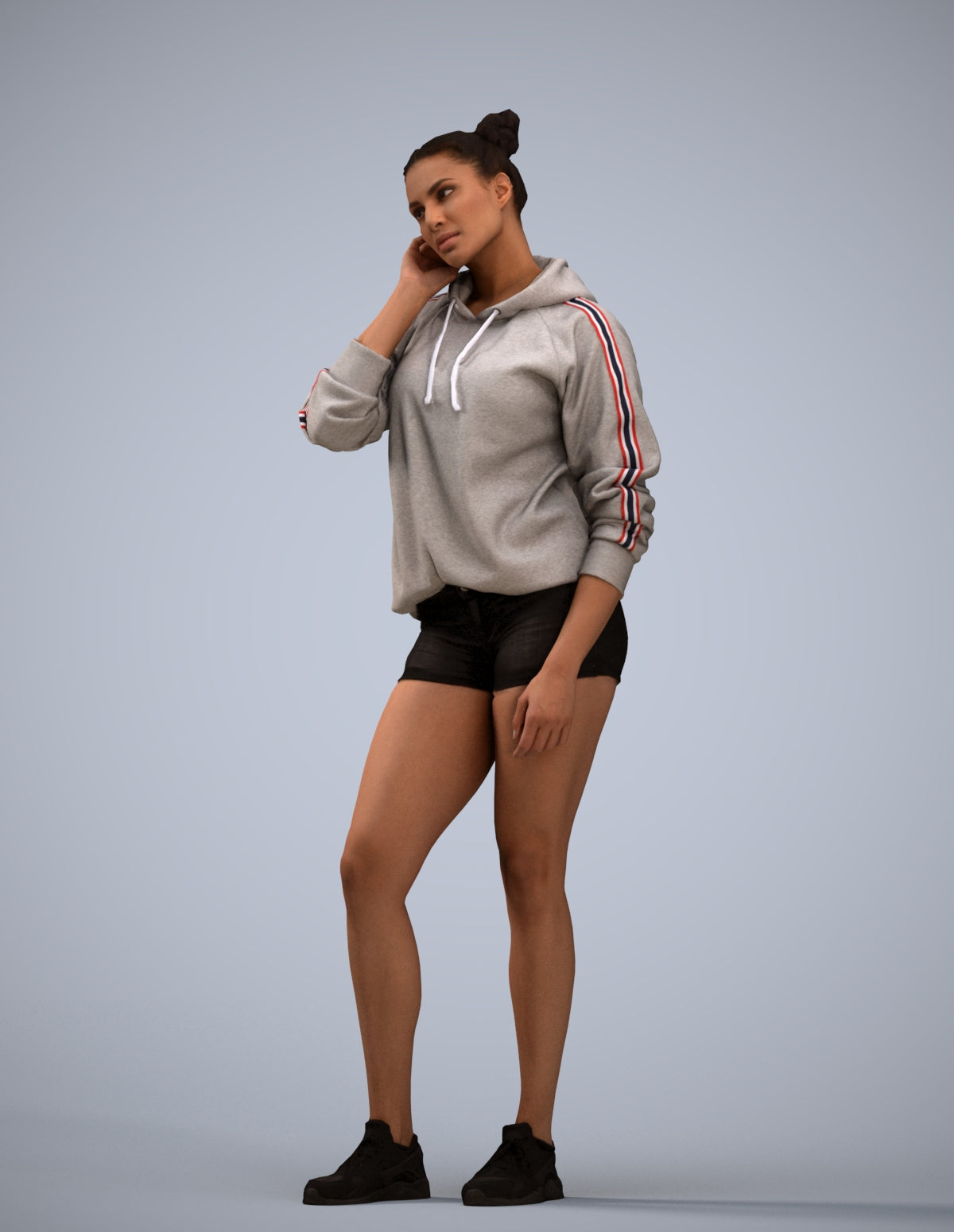 3D people model woman standing, scanned human for 3ds Max rendering
