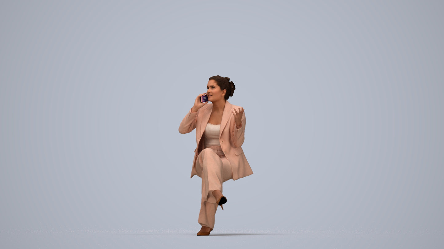 3D scanned woman business, photorealistic archviz people for Enscape and SketchUp, top-down view render