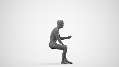realistic 3D people man casual sitting, render-ready for V-Ray and Corona, FBX OBJ, wireframe side view